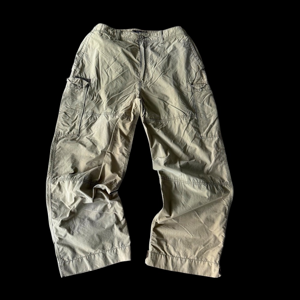 90's Abercrombie &‎ Fitch Vintage Cargo Pants XL Khaki Nylon Cotton Distressed